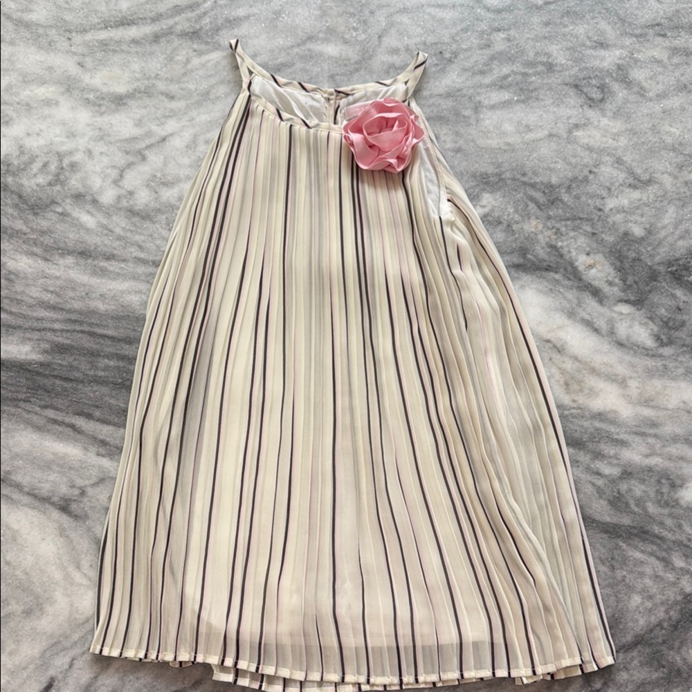 Janie and Jack Cream and Pink Striped Formal Dress
